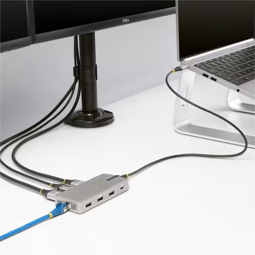 StarTech 117B-USBC-MULTIPORT USB-C triple monitor adapter with HDMI, DisplayPort, Ethernet and USB ports