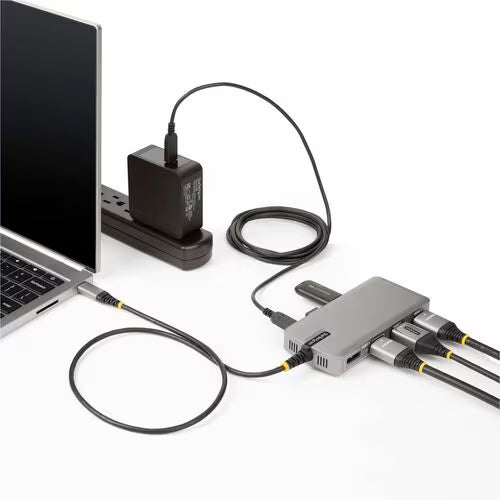 StarTech 117B-USBC-MULTIPORT USB-C triple monitor adapter with HDMI, DisplayPort, Ethernet and USB ports