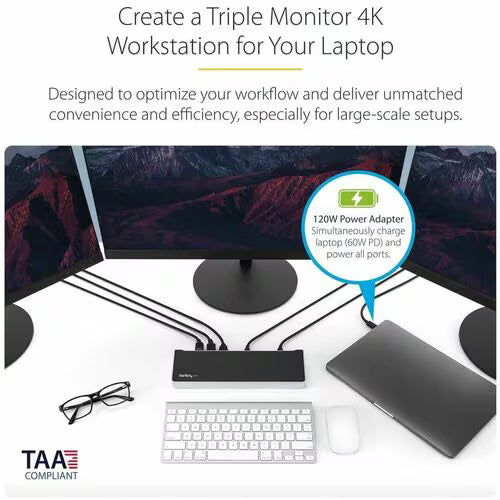 StarTech DK30CH2DPPD USB-C triple monitor docking station with HDMI, DisplayPort, Ethernet and USB ports - additional view 9