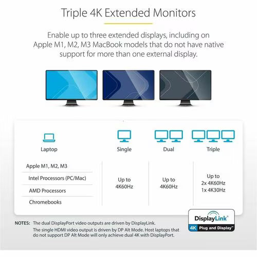 StarTech DK30CH2DPPD USB-C triple monitor docking station with HDMI, DisplayPort, Ethernet and USB ports - additional view 6