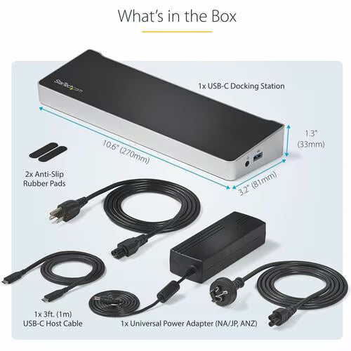 StarTech DK30CH2DEP USB-C triple monitor docking station with HDMI, DisplayPort, Ethernet and USB ports