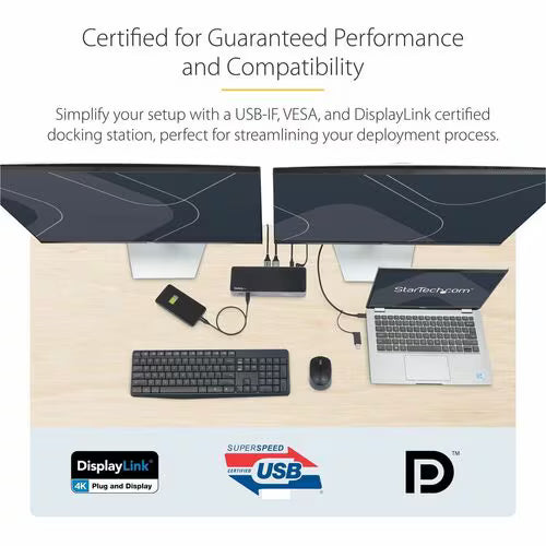 StarTech DK30C2DPEP hybrid USB-C and USB-A dual 4K docking station with Ethernet and USB ports