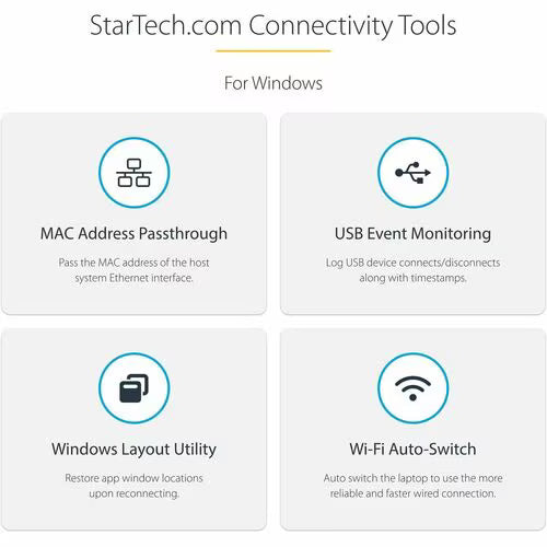 StarTech DK30C2DPEP hybrid USB-C and USB-A dual 4K docking station with Ethernet and USB ports