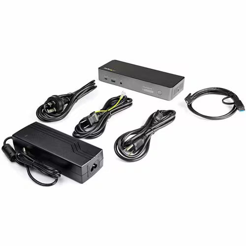 StarTech DK31C3HDPD hybrid USB-C and USB-A triple monitor docking station with HDMI, DisplayPort, Ethernet and USB ports - additional view 2