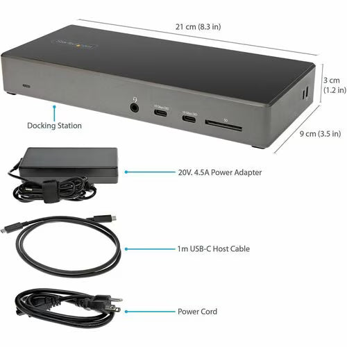 StarTech DK31C2DHSPD USB-C triple 4K docking station with HDMI, DisplayPort, Ethernet, USB ports and SD card reader