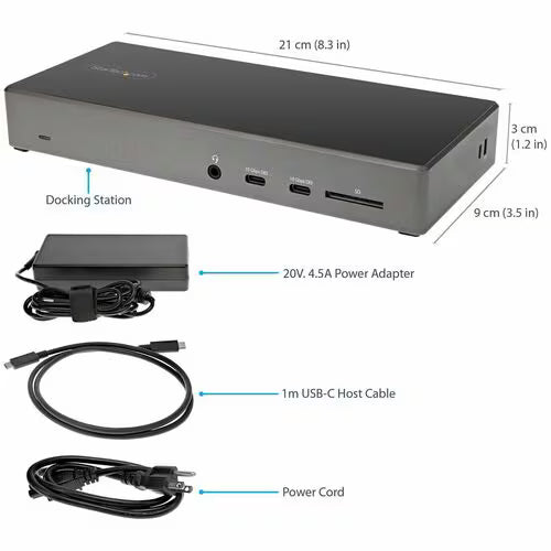 StarTech DK31C2DHSPD USB-C triple 4K docking station with HDMI, DisplayPort, Ethernet, USB ports and SD card reader