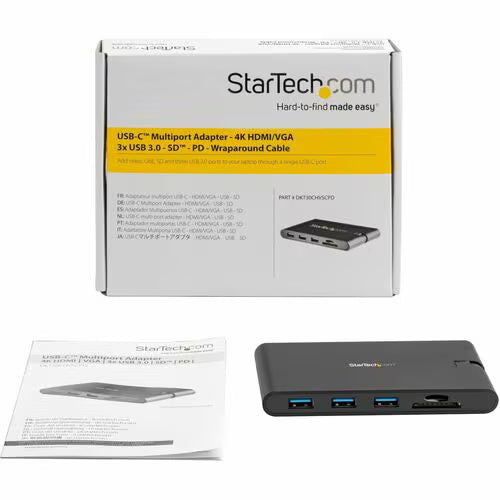 StarTech DKT30CHVSCPD USB-C multiport adapter with HDMI, VGA, Ethernet, USB ports and SD card reader - additional view 7