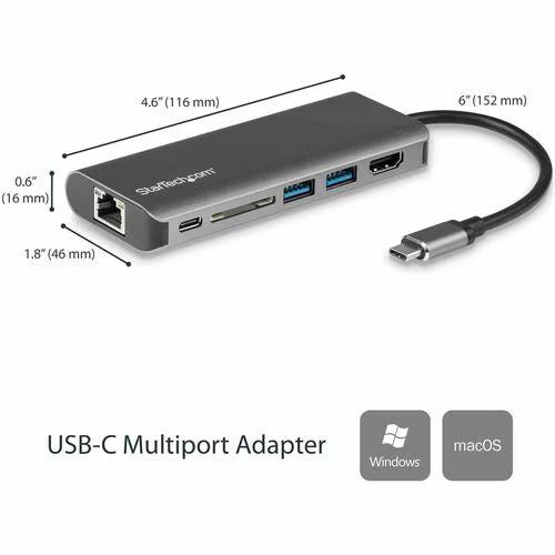 StarTech DKT30CSDHPD USB-C dock with HDMI, Ethernet, USB ports and SD card reader