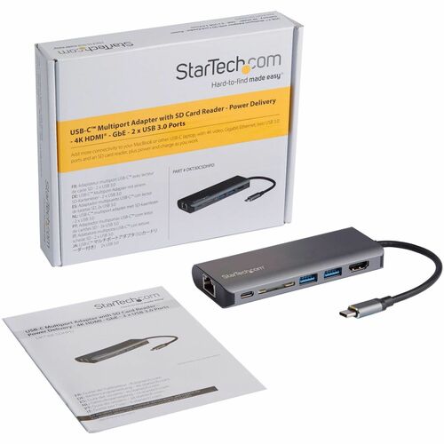 StarTech DKT30CSDHPD USB-C dock with HDMI, Ethernet, USB ports and SD card reader