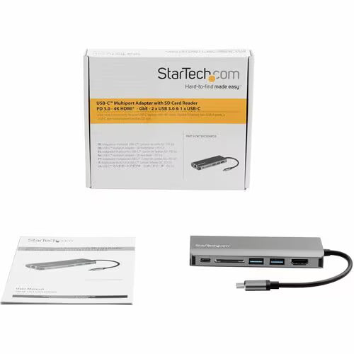 StarTech DKT30CSDHPD3 USB-C travel dock with HDMI, Ethernet, USB ports and SD card reader